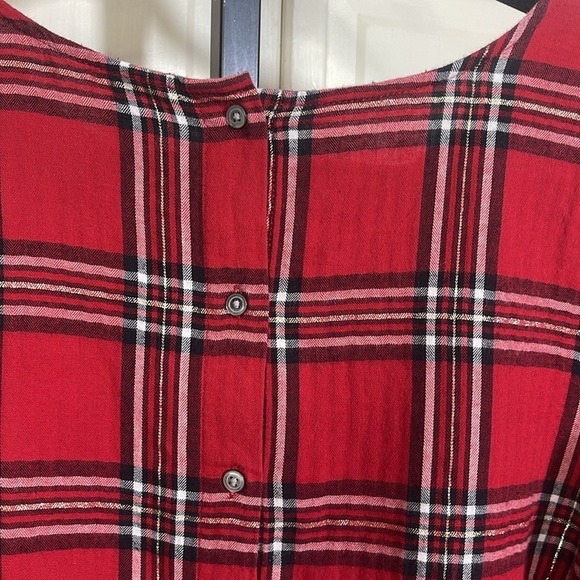 Peyton & Parker Women’s Peplum Blouse Red & Black Plaid Size Large - Picture 7 of 10